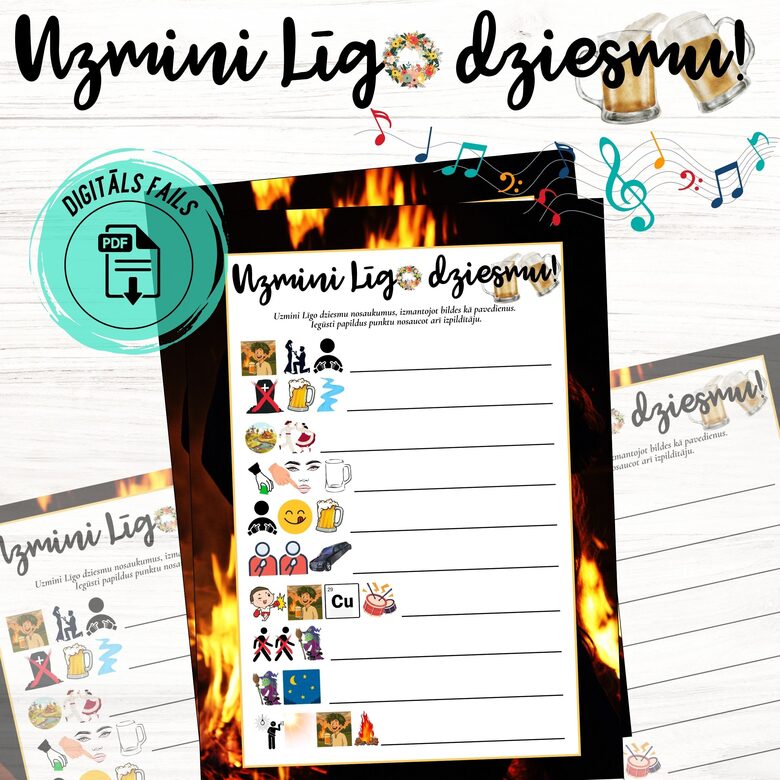 Spēle "Uzmini Līgo dziesmu", digitāls PDF fails